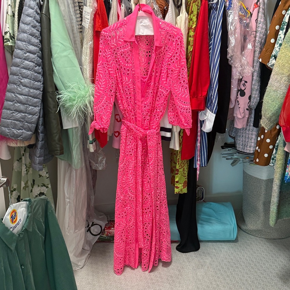 Lilly Pulitzer Vibrant Pink Lace Maxi Dress